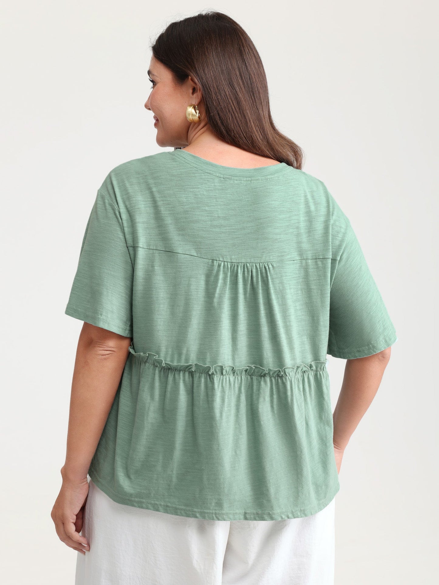 Pure Cotton Stretchy Lace Trim T-Shirt