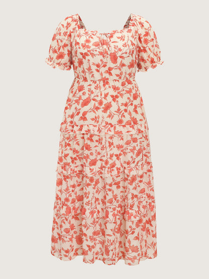 Floral Ruffled Edge Tiered Maxi Dress