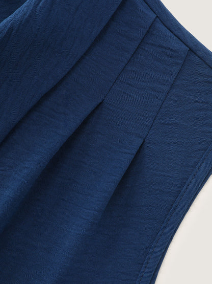 Collar Button Detail Waist Drawstring Mini Dress