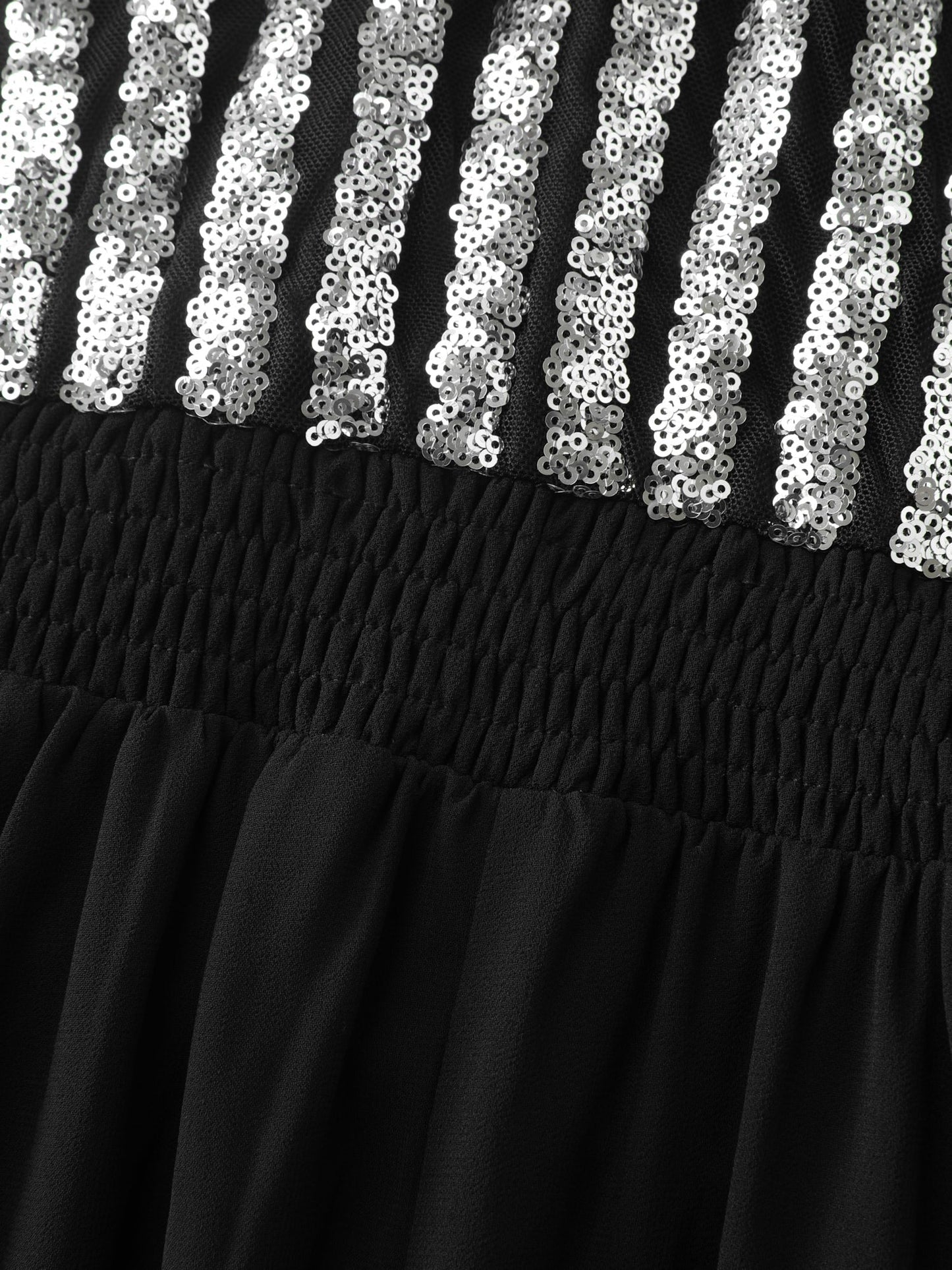 Striped Sequin V-Neck Contrast Midi Dress