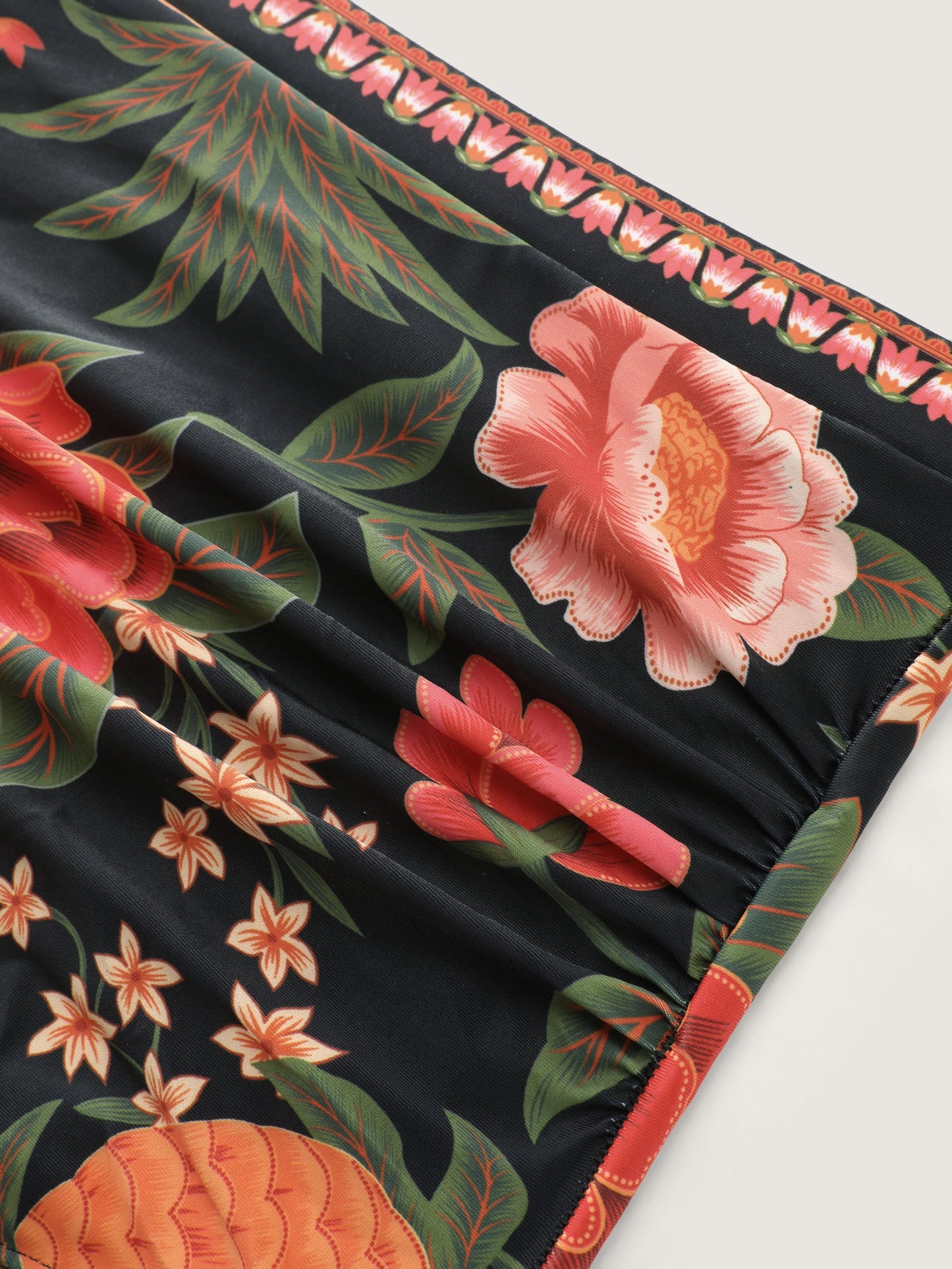 Floral Print Contrast Edge Swim Dress
