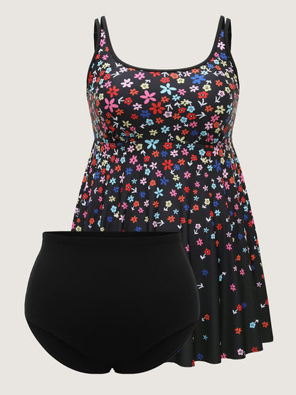Florals Everywhere Fit and Flare Swim Dress