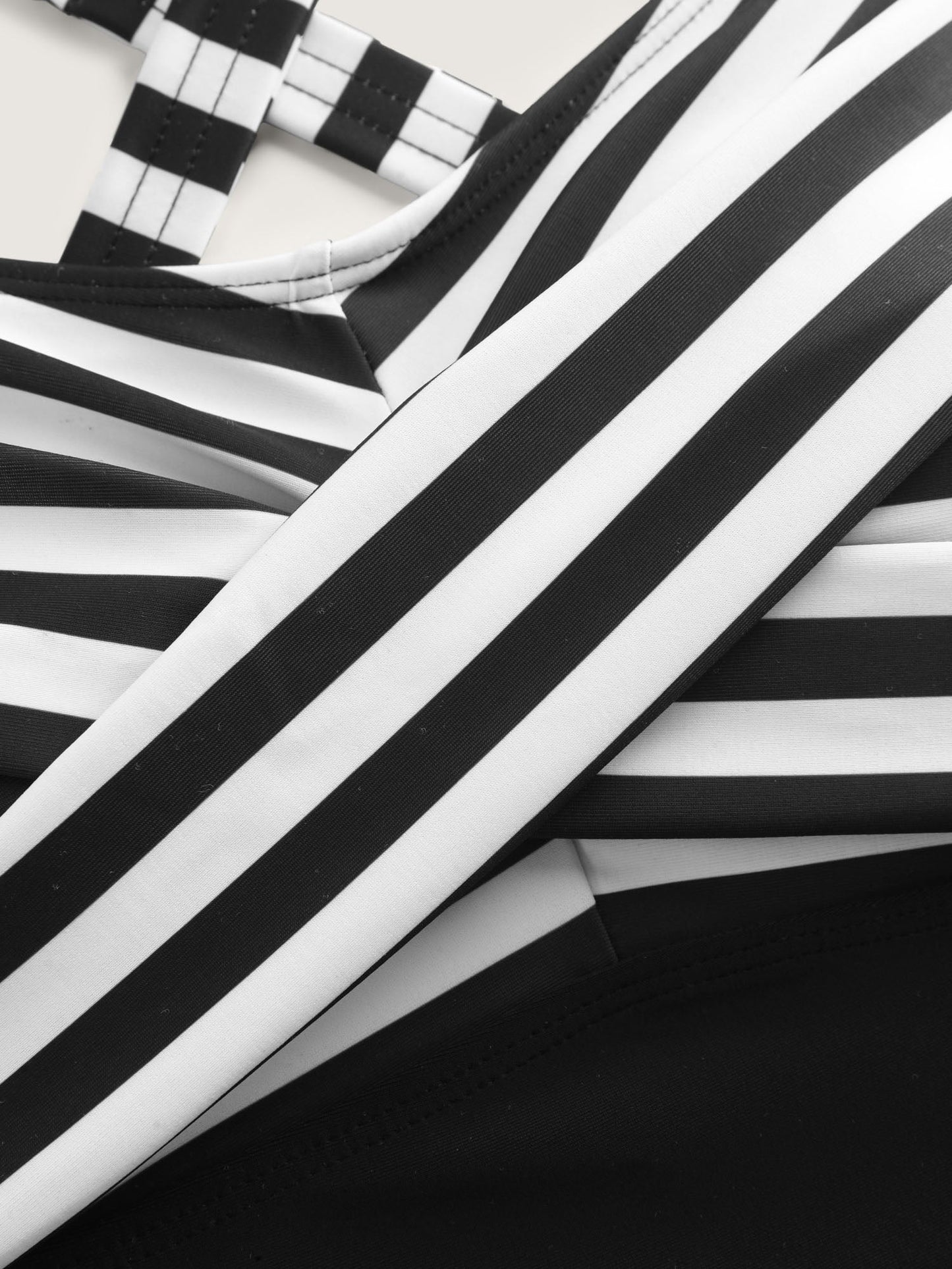 Striped Contrast Twist Front Swim Dress