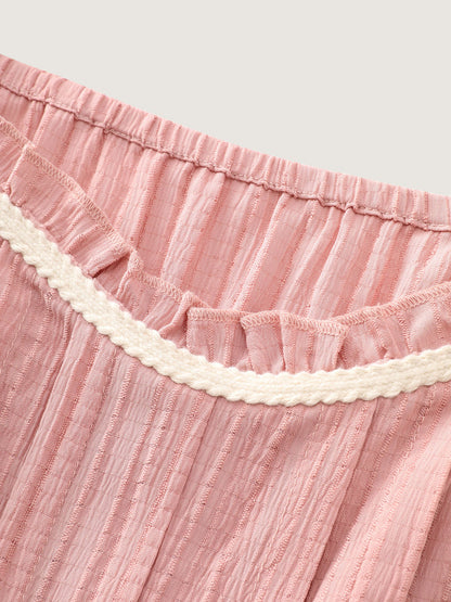 Pleated Front Textured Wide Strap Midi Dress