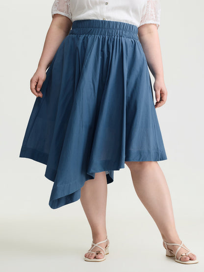 Pure Cotton High Low Hem Midi Skirt