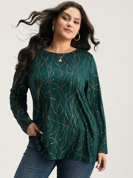Polka Dot Contrast Round Neck T-shirt