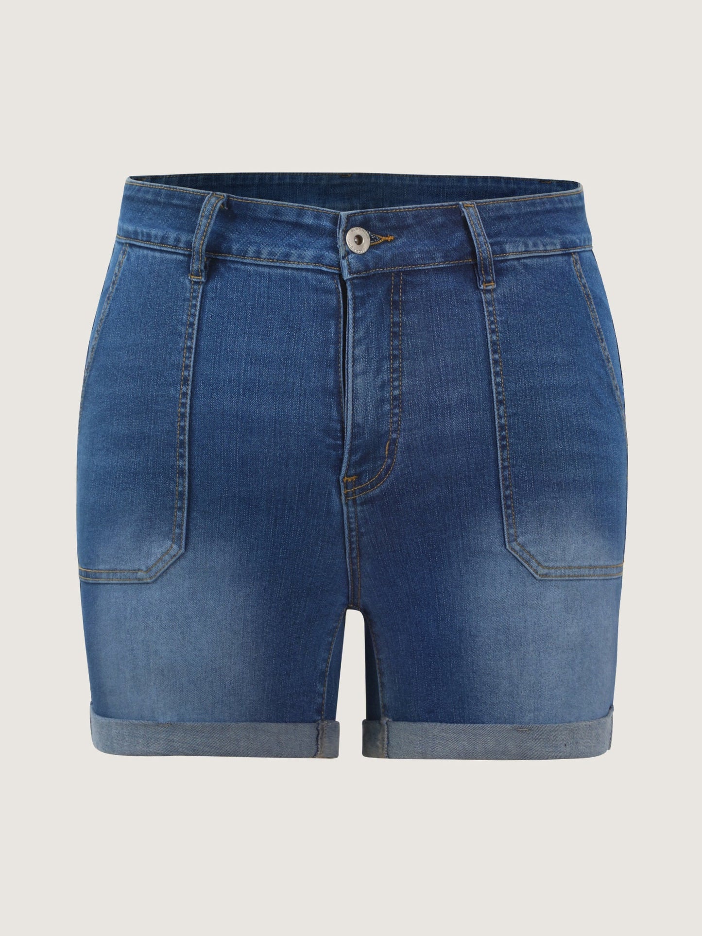 Elastic Back-Waist Skinny-Fit Denim Shorts