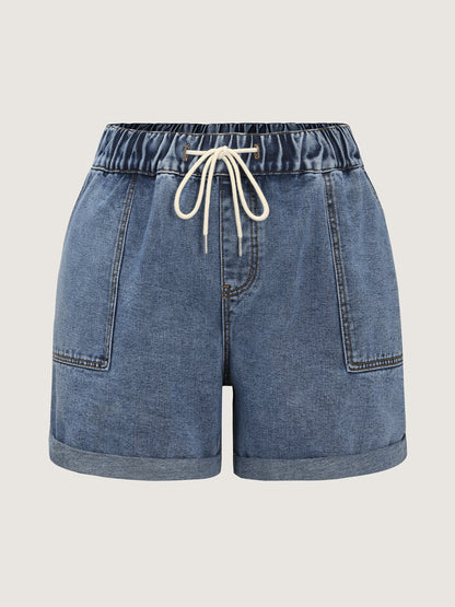 Everyday Stretchy Straight-Leg Denim Shorts