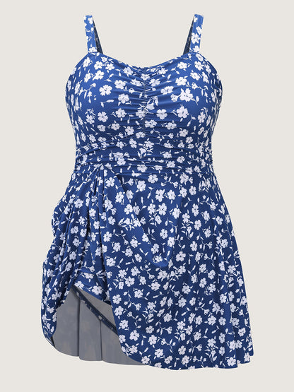 Ditsy Floral Ruched Empire Waist Swim Dress