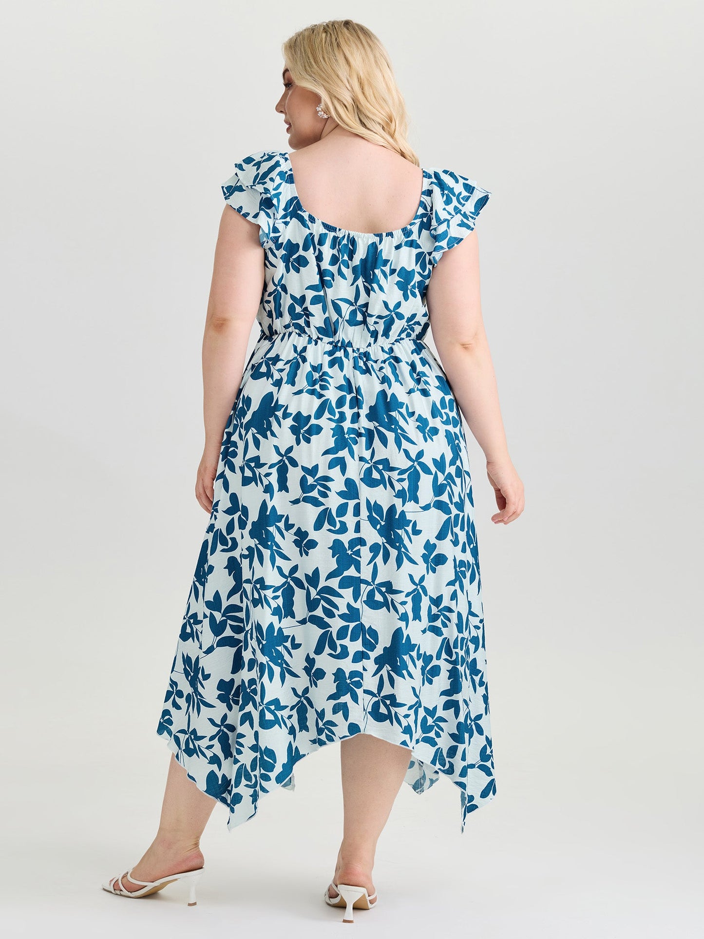 Floral Print Asymmetrical Hemline Maxi Dress