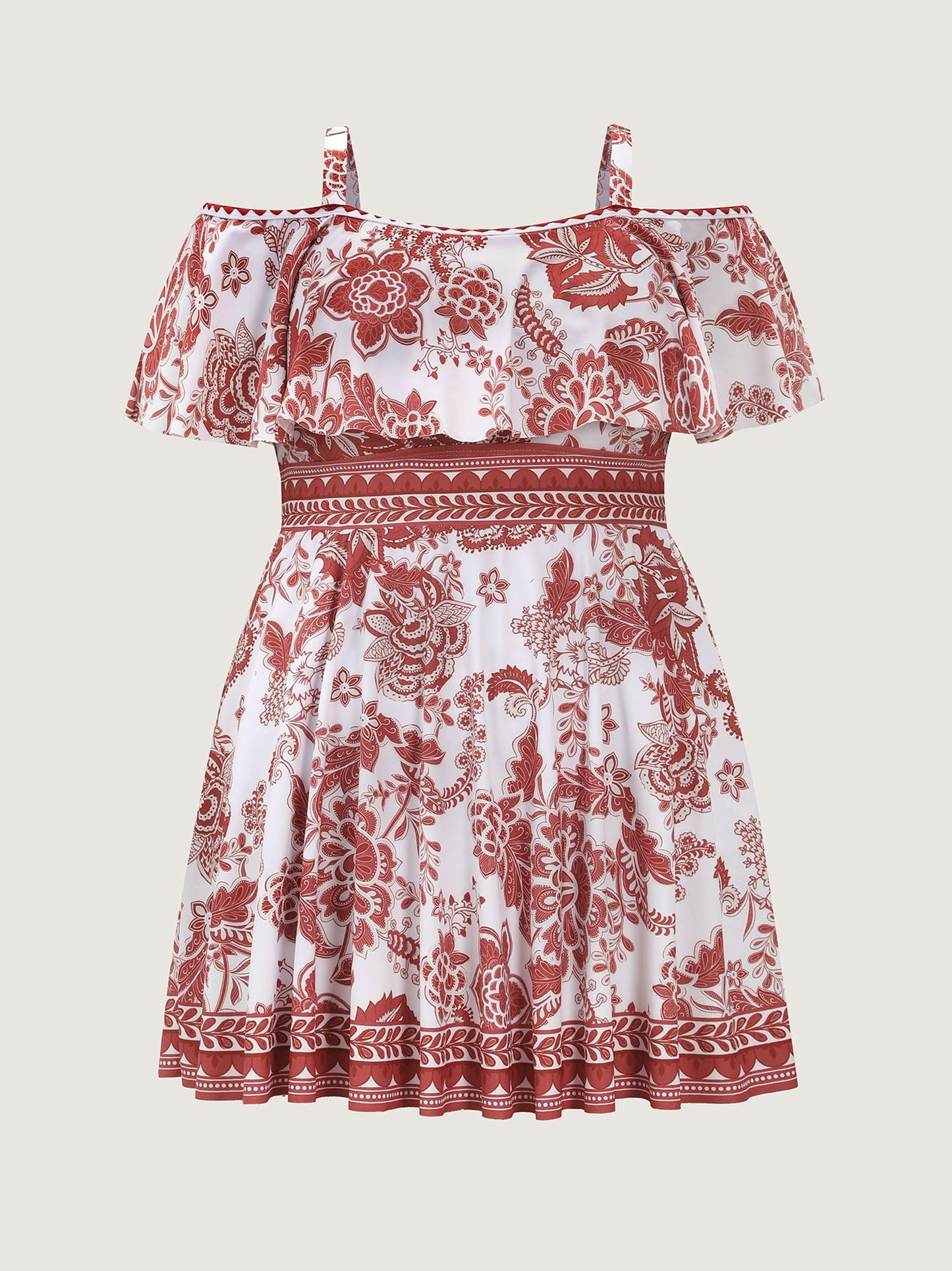 Anti-Float Tie Off-Shoulder Swim Dress