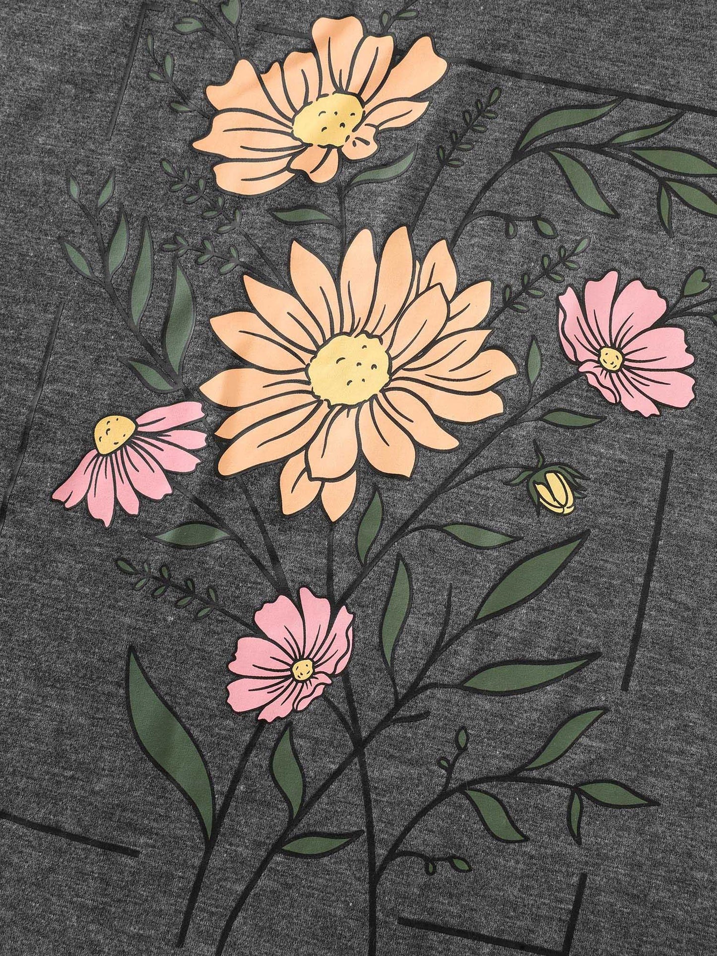 Graphic Floral Print Round Neck T-Shirt