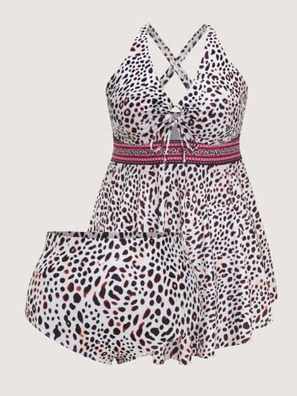 Leopard Print Hips Coverage Swim Dress