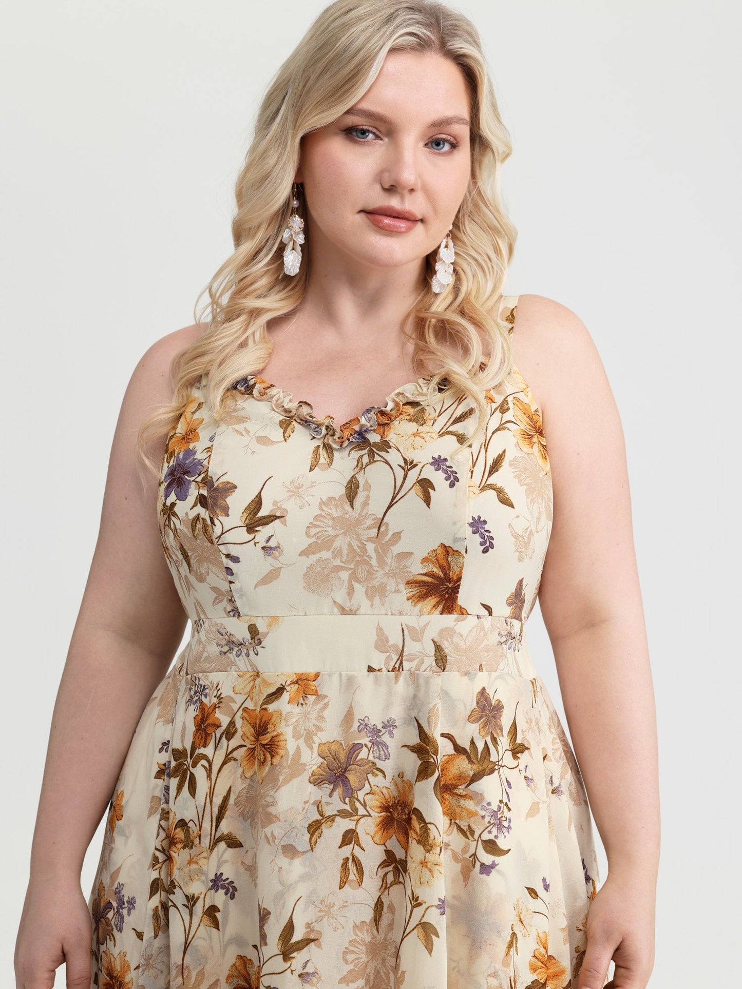 Floral Print Sweetheart Neckline Slit Maxi Dress