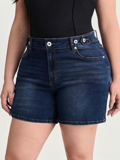 Stretchy Skinny-Fit High-Rise Denim Shorts