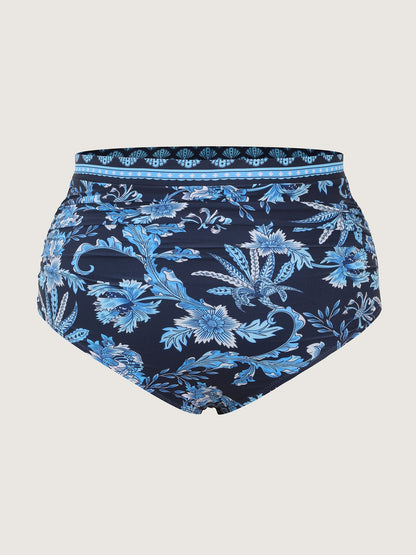 Floral Print Color Contrast Swim Bottoms