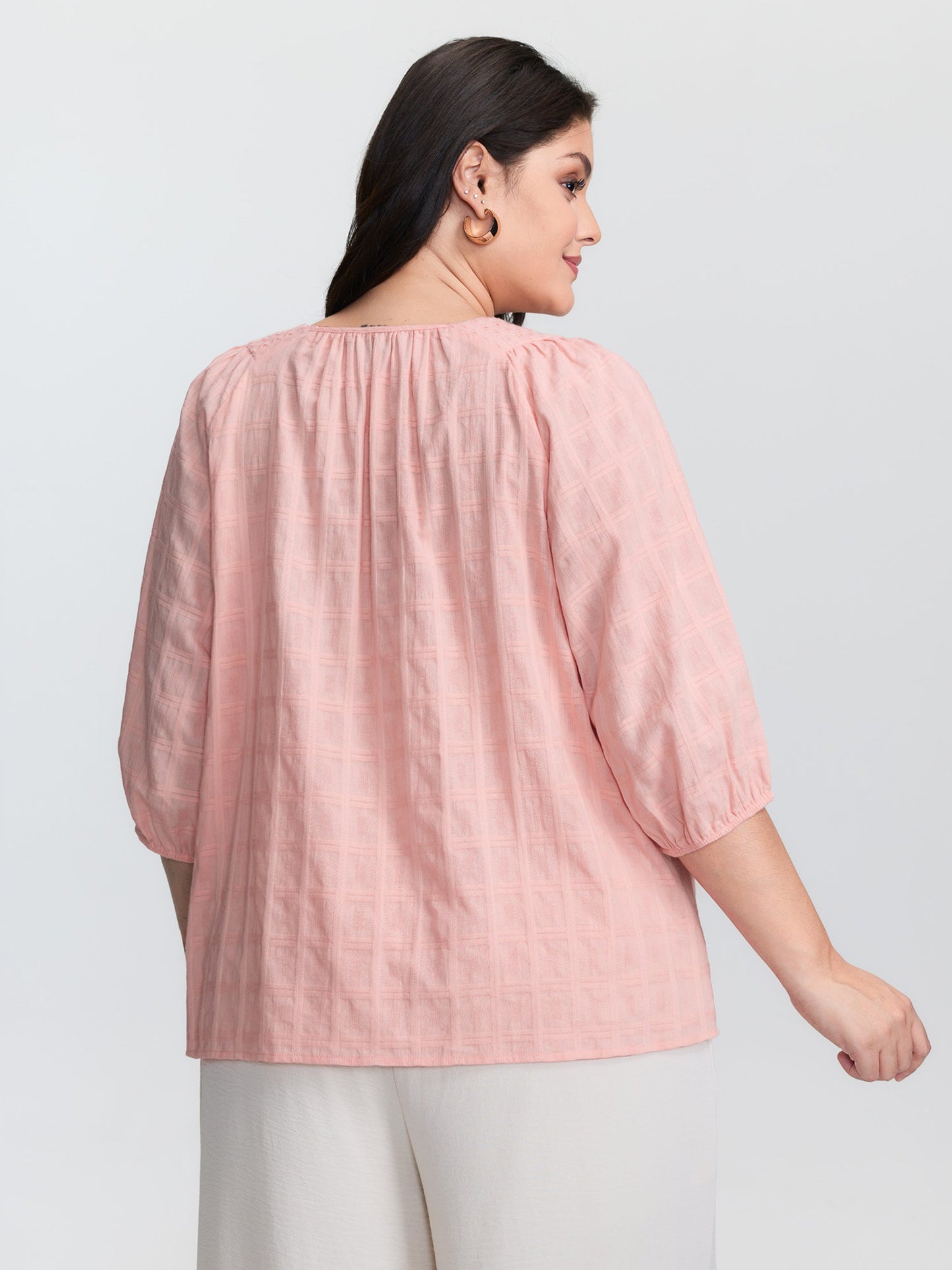 Pure Cotton Pleated Button-Down Top