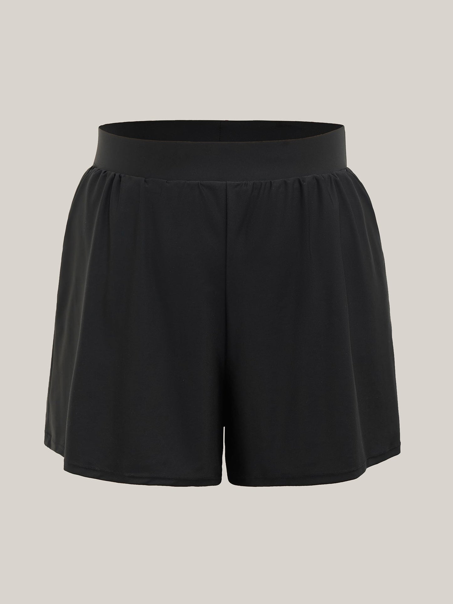 High Waisted Pockets Solid Pleated Swim Bottoms