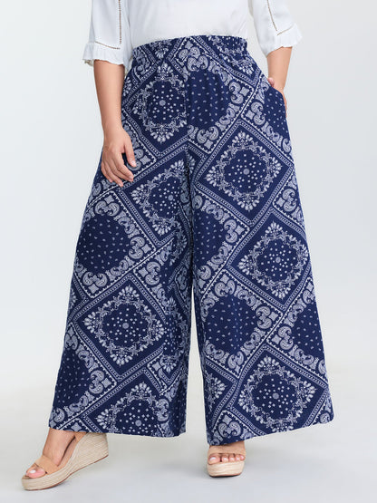 Geometric Print Wide-Leg Pants