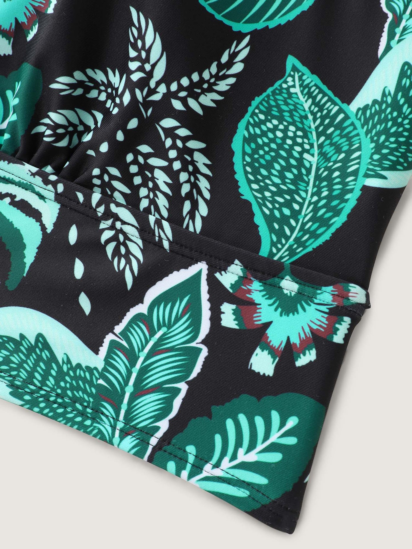 Floral Print Surplice Neckline Swim Top