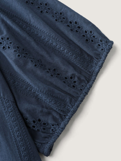 Textured Lace Cut-Out Babydoll Blouse