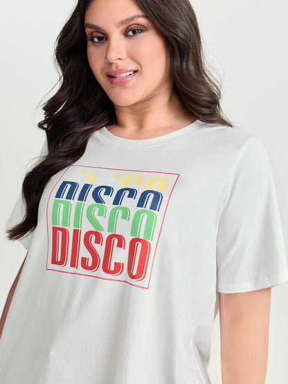 Cotton Multi-Color Disco Print Stretchy T-Shirt