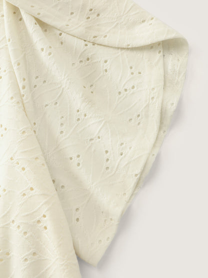Eyelet Trim Stretchy V-Neck T-Shirt