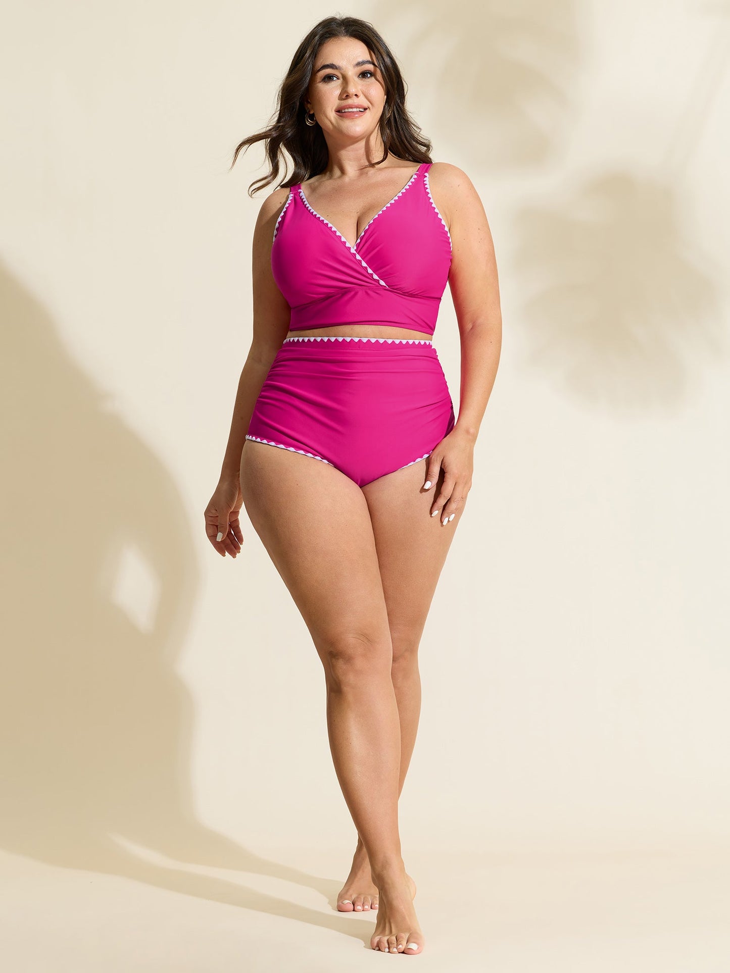 Color Contrast Embroidered Swim Top