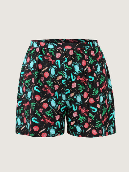Ocean Print Pockets Swim Bottoms