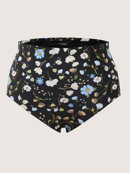 Floral Print Cinched Flared Swim Dress