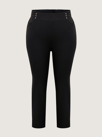 Rivets Wide Waistband Stretchy Pants