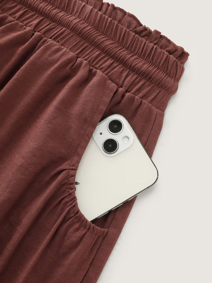 Lace Trim Hem Drawstring Waist Shorts
