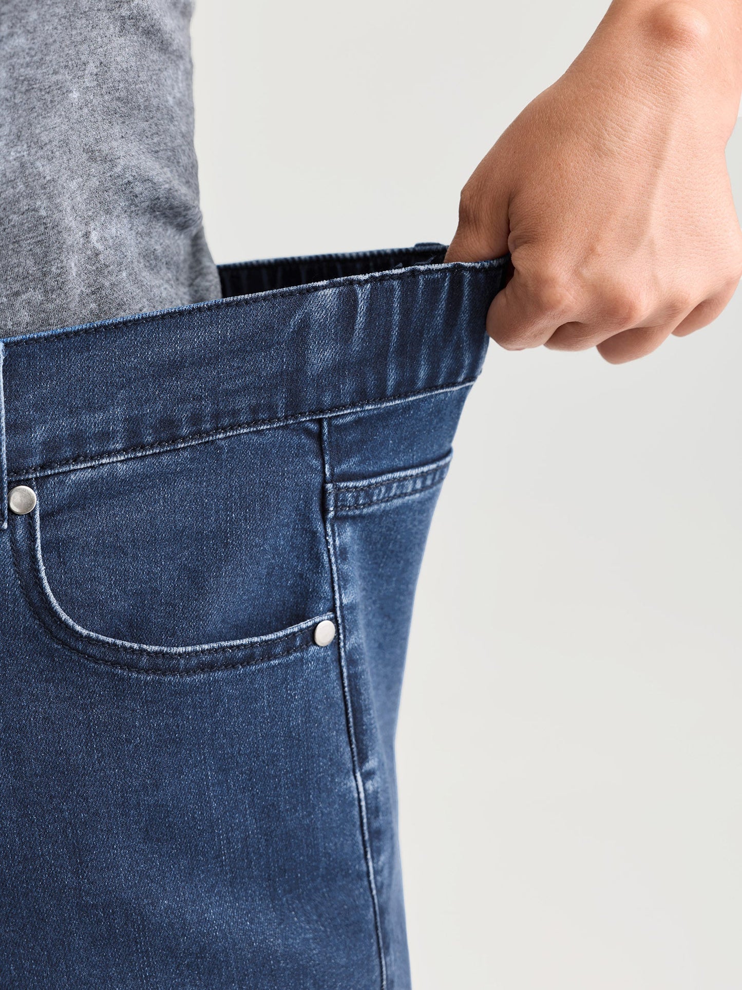 High-Rise Stretchy Embroidered Hem Jeans