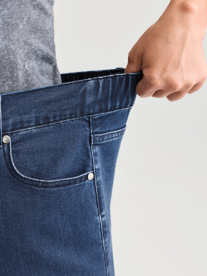 High-Rise Stretchy Embroidered Hem Jeans