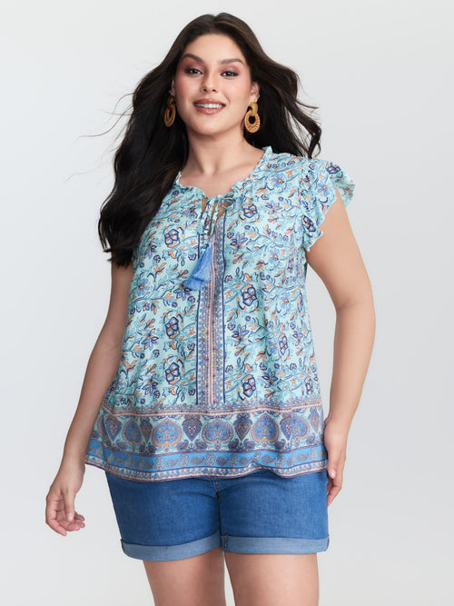 Boho Romance Bust-Friendly Drawstring Blouse