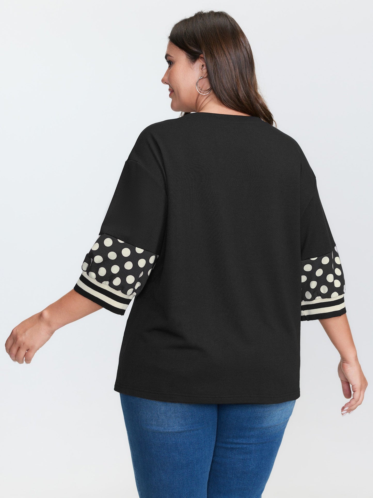 Supersoft Polka Dots Sleeve Flowy T-Shirt