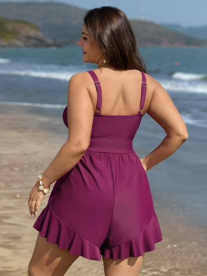 Ruffled Adjustable Hip Coverage One-Piece Swimsuit