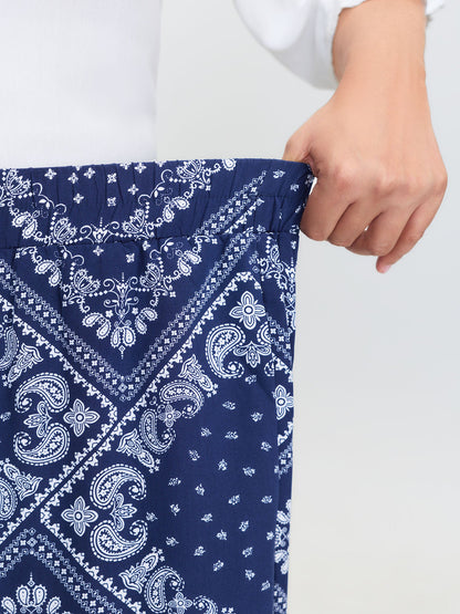 Geometric Print Wide-Leg Pants
