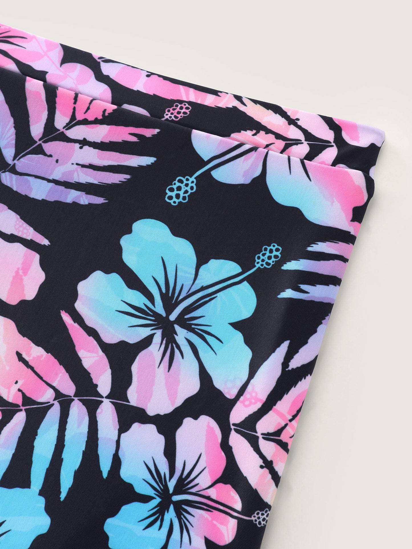 Tropical Floral Color Contrast Pocket Swim Dress