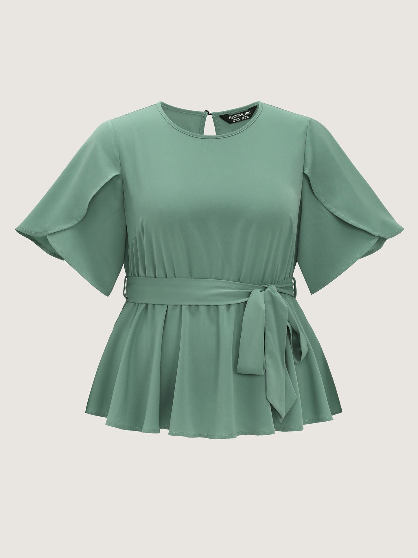 Pastel Flowy Petal Sleeve Tie Blouse