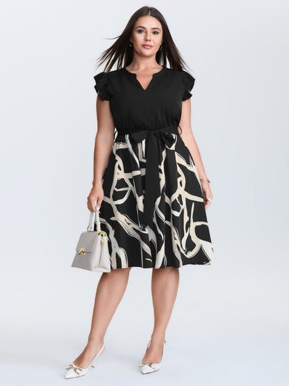 Geometric Print Color Contrast Mini Dress