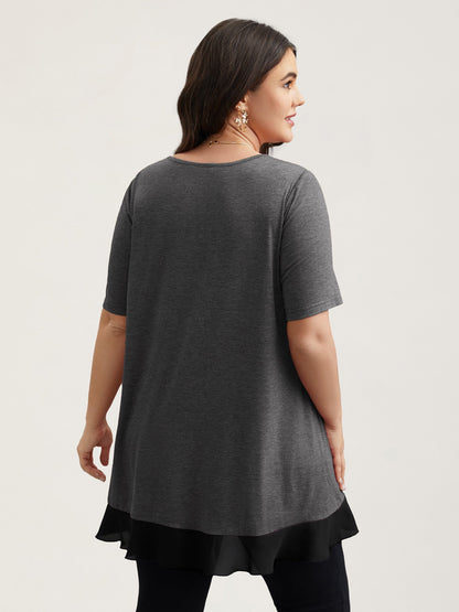 Color Contrast Overlap Hem Flared Top