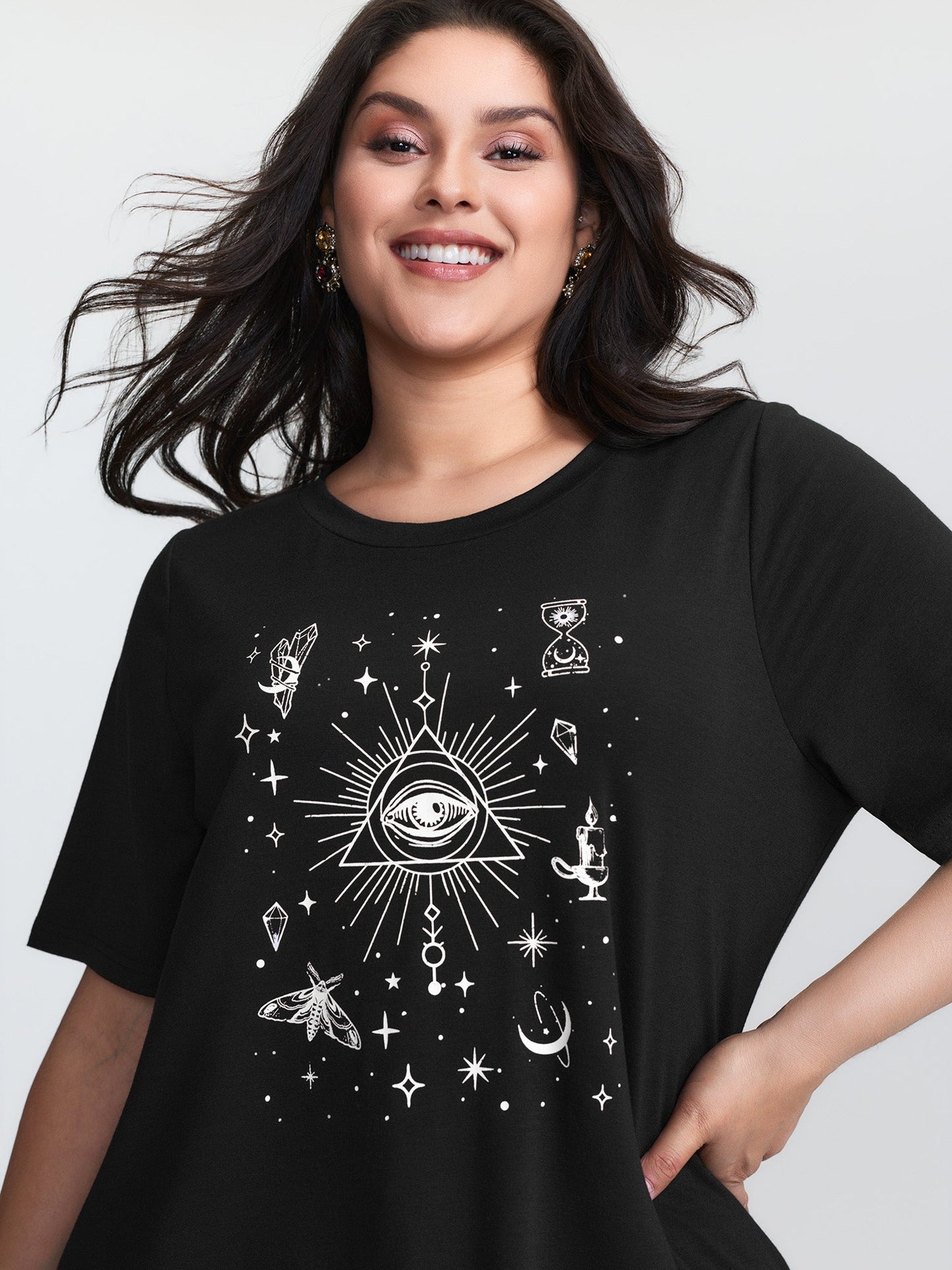 Celestial Print Round Neck T-Shirt
