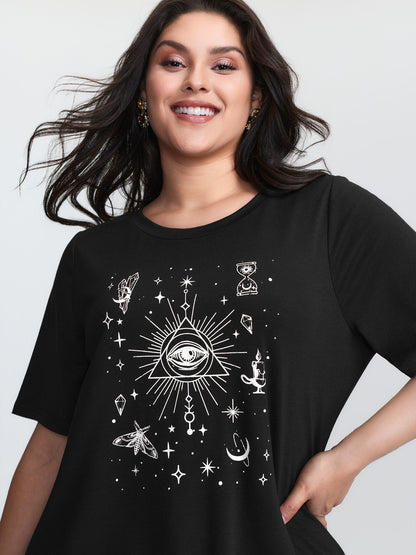 Celestial Print Round Neck T-Shirt