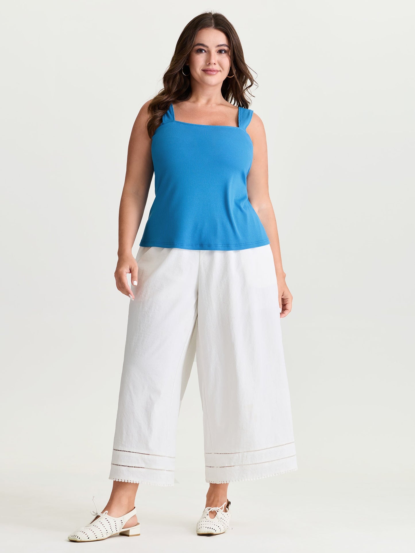 Supersoft Stretchy Wide Strap Plain Tank Top