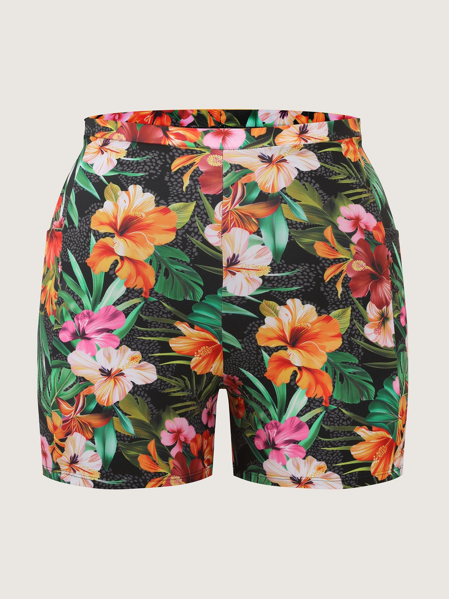 Tropical Floral Print Hip Coverage Swim Dress