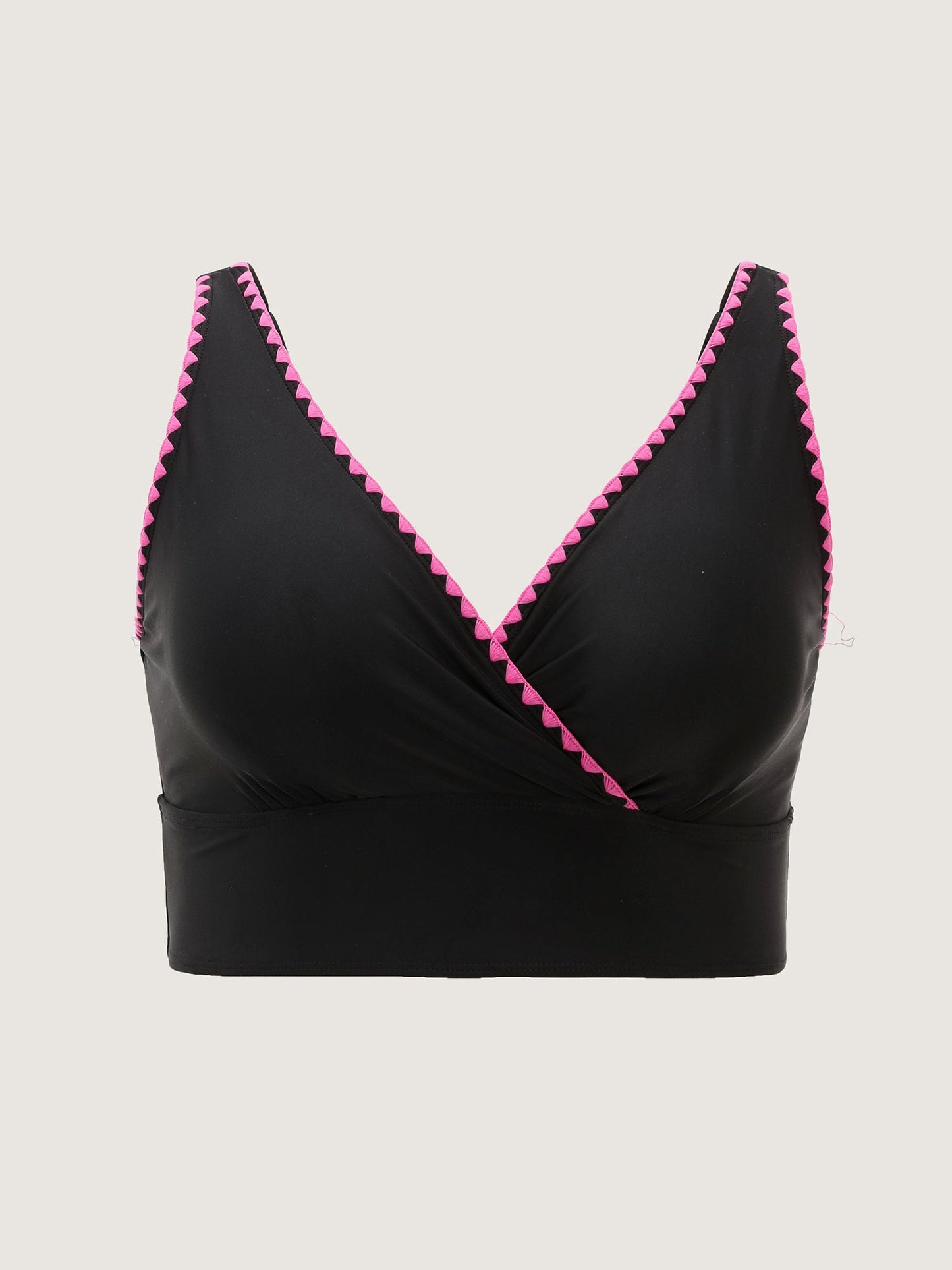 Color Contrast Embroidered Swim Top