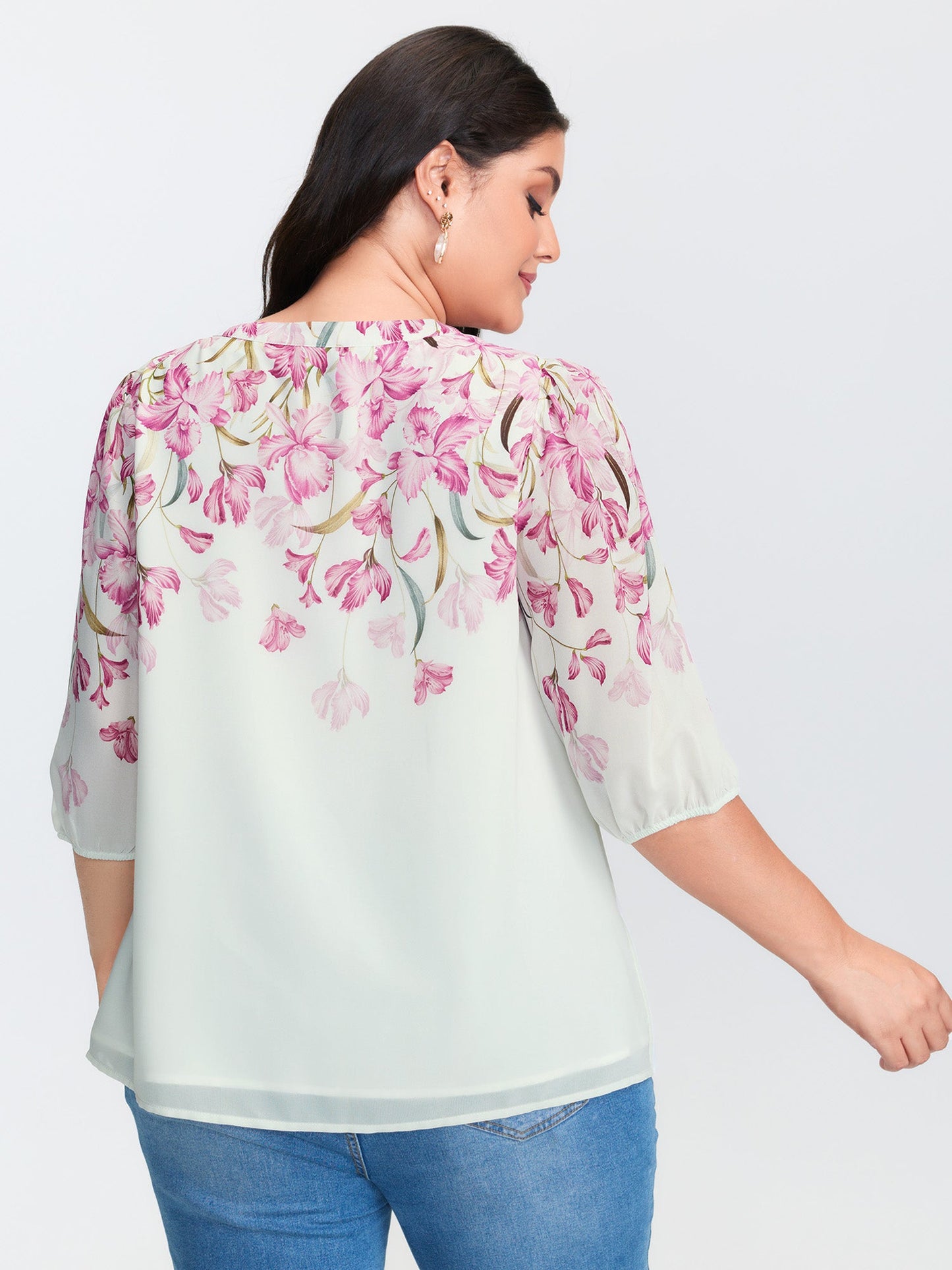 Floral Print Layered Notched Collar Blouse