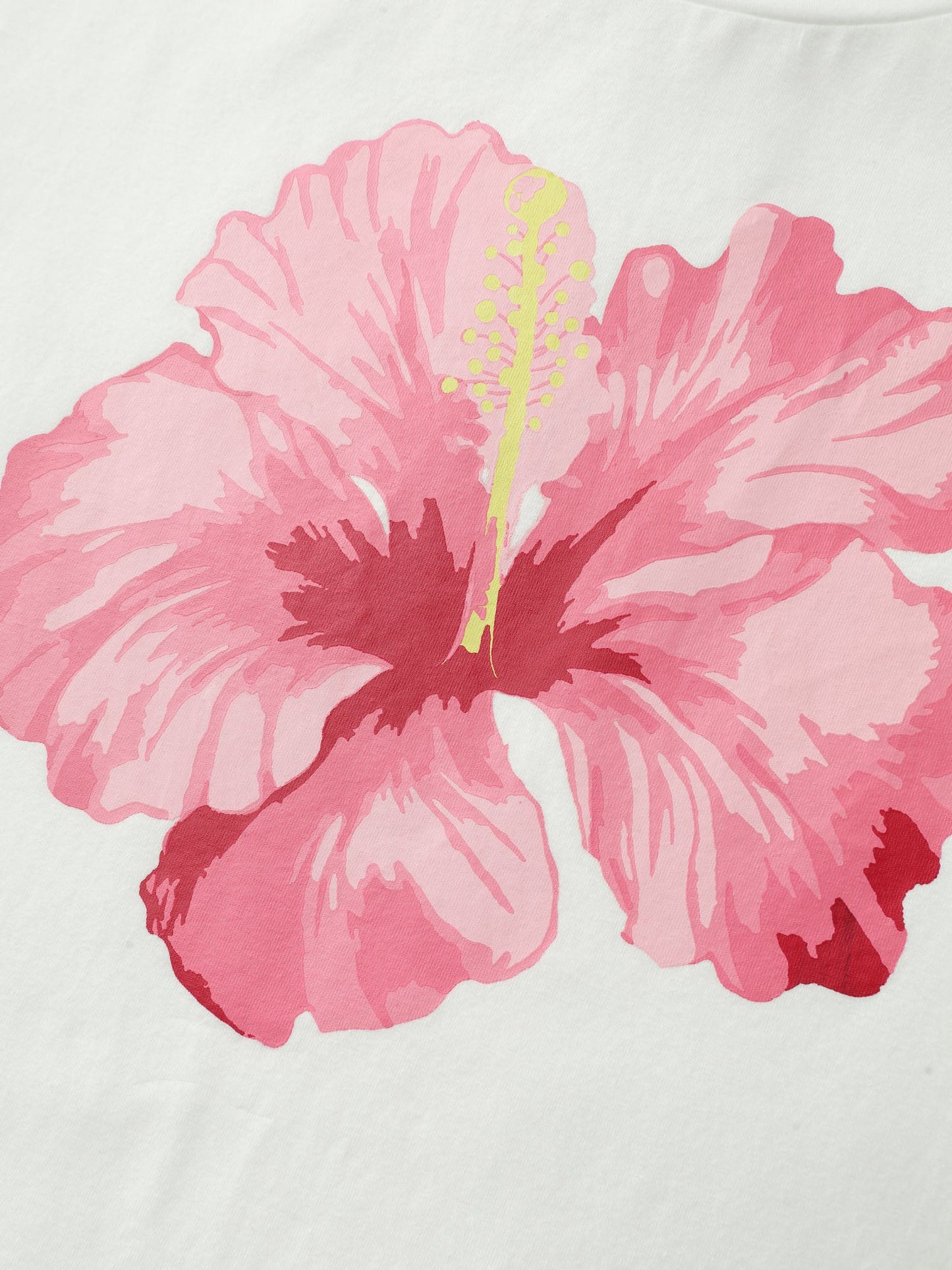 Cotton Bright Floral Print Crew Neckline T-Shirt