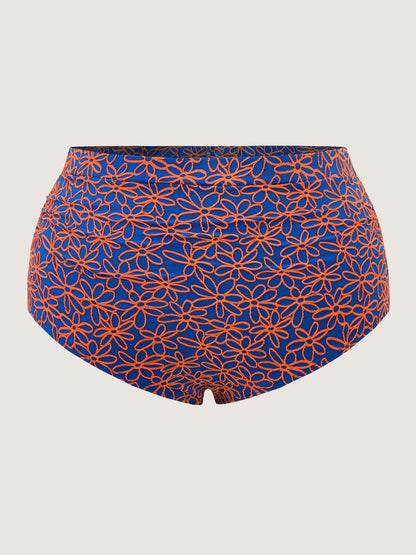 Colorful Floral Textured Tummy-Control Swim Bottoms